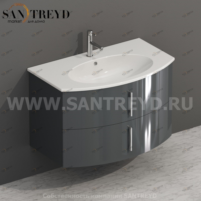 MDMC80Y094 Тумба с двумя ящиками 78 см серая Globo 4ALL Италия Ceramica Globo