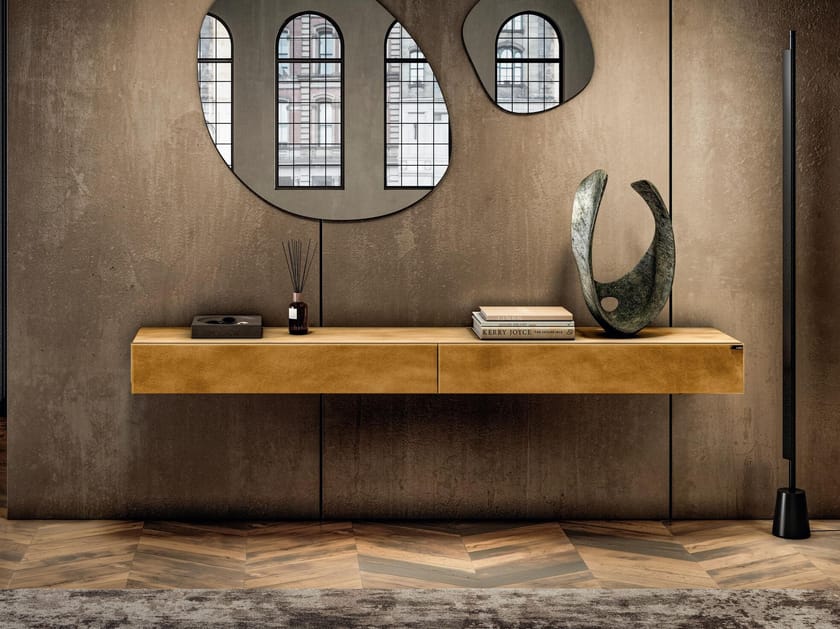 Прямоугольная стеклянная консоль с ящиками Lago ARCH-00083905