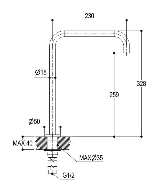 Дозирующий нос от пола Ritmonio диаметр 35 отпечатков пальцев ARCH-00151649 - Вид №2