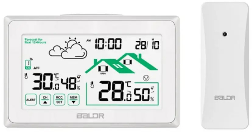 90840308 Метеостанция Baldr B0340ST2H2R-V8 с индикатором открытия/закрытия окна цвет белый STLM-0407659