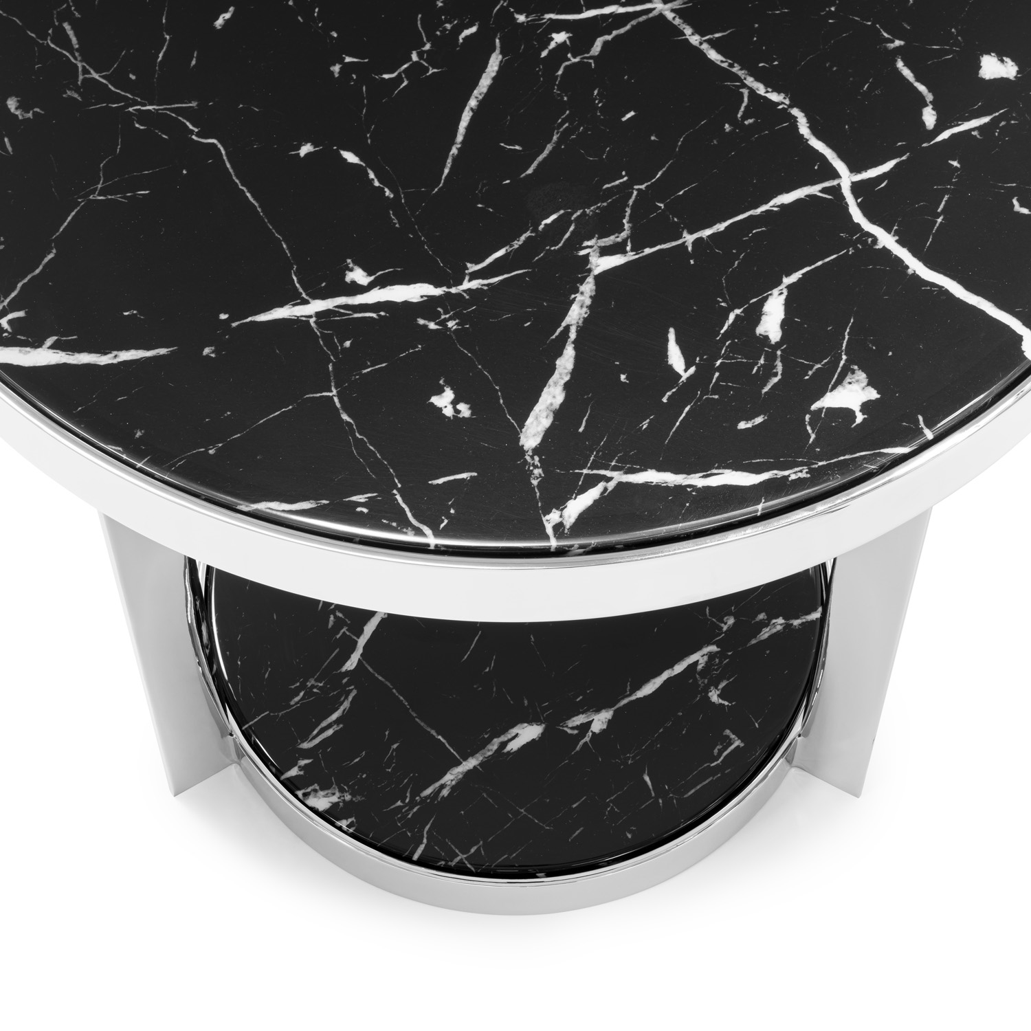 450274-BS ABHIKA БОКОВОЙ СТОЛ FAME H58 D55 BLACK/SILVER  - Вид №3