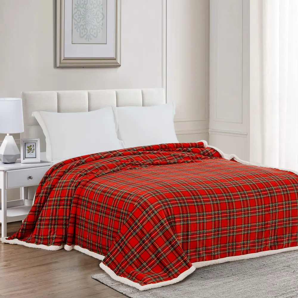 Плед Клетка 180x200 см шерпа цвет красный СТОЛИЦА ТЕКСТИЛЯ Новый год STLM-2101591 - Вид №4