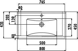 SU080-00CB00E-0000 Раковина SU080 мебельная (45*80см) Creavit  - Вид №1