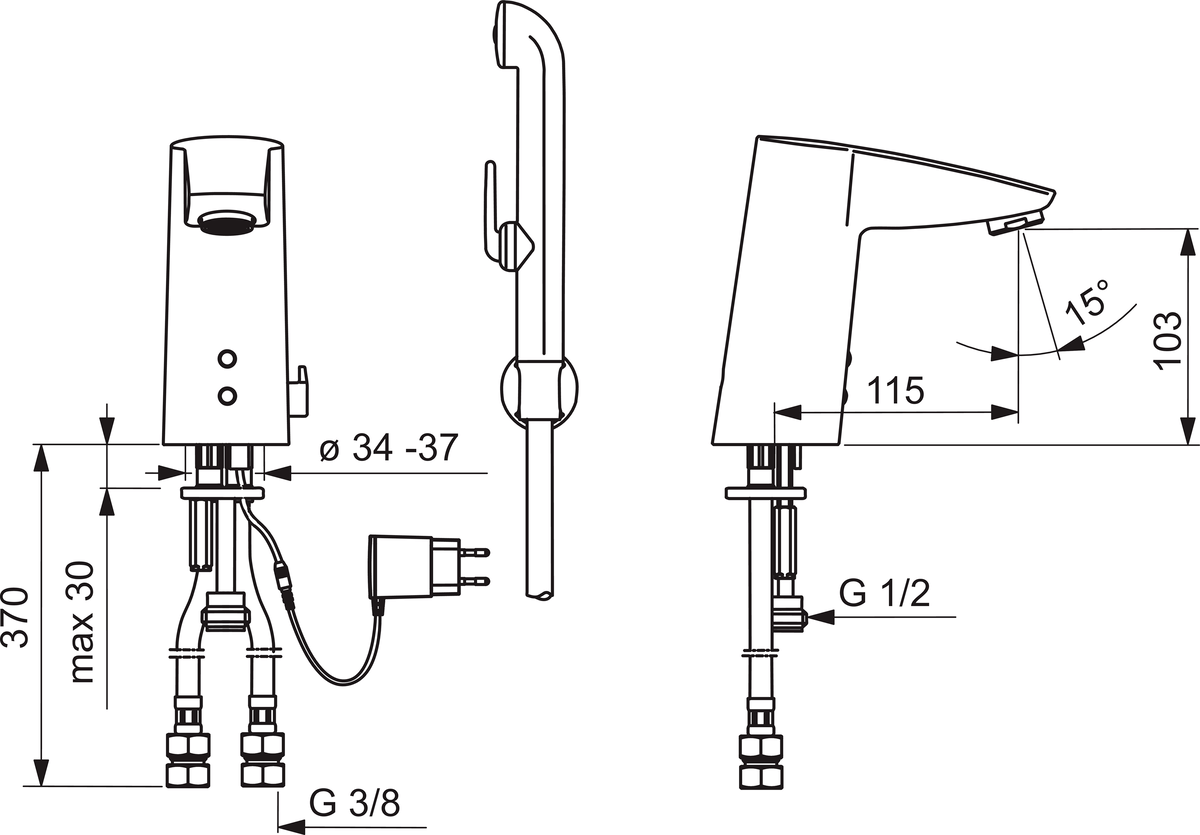 Oras 2826FTZ Смеситель для умывальника, 9/12 V, Bluetooth 2826FTZ Cubista Хром  - Вид №1