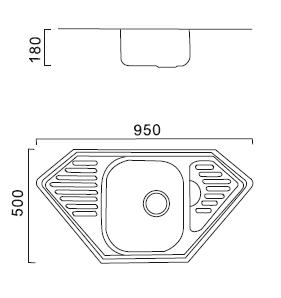 HBD5095 Кухонная мойка , сталь микродекор Haiba  - Вид №2