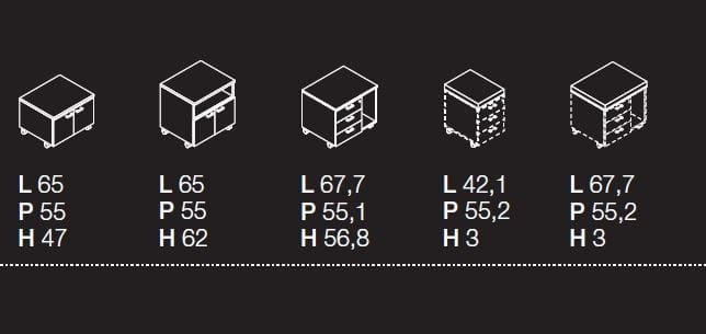 Низкий офисный шкаф с распашными дверями с колесами Las Mobili универсальные контейнеры Evo ARCH-00138506