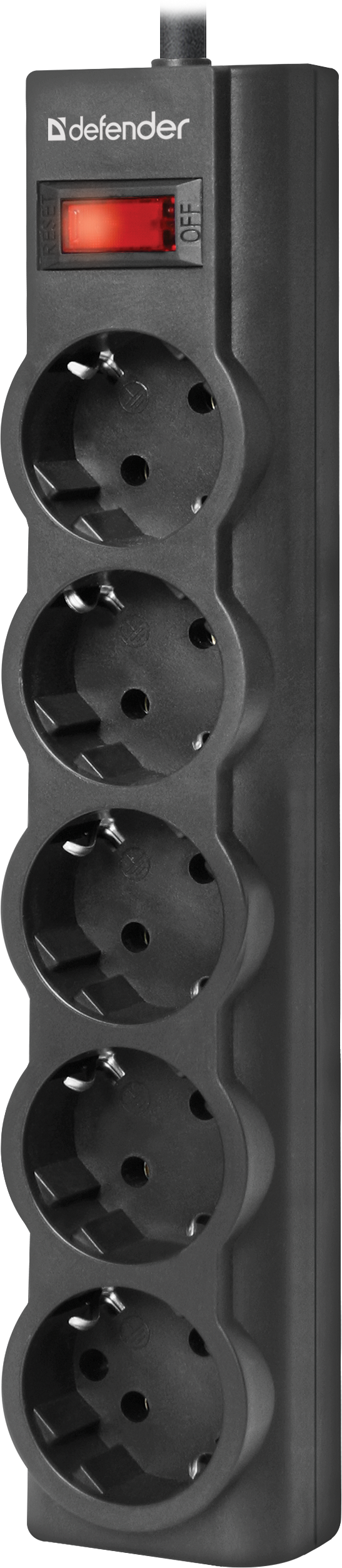 99498 Сетевой фильтр es largo 3,0 м, черный, 5 розеток (пакет) Defender Santreyd  - Вид №1