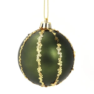 87036391 Елочное украшение Шар с узором из блесток Christmas ø7.8 см цвет зеленый STLM-1460337