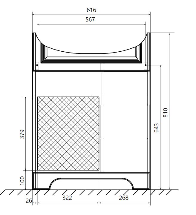 У94488 Тумба Прованс New 65Н 3в.я. 1д. Белый глянец 1 Marka Прованс - Вид №6