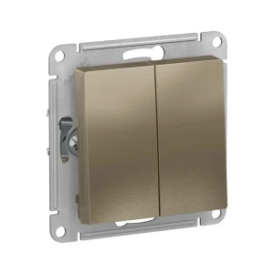 91586311 Переключатель встраиваемый Systeme electric AtlasDesign 247079 2 клавиши цвет шампань STLM-1374935