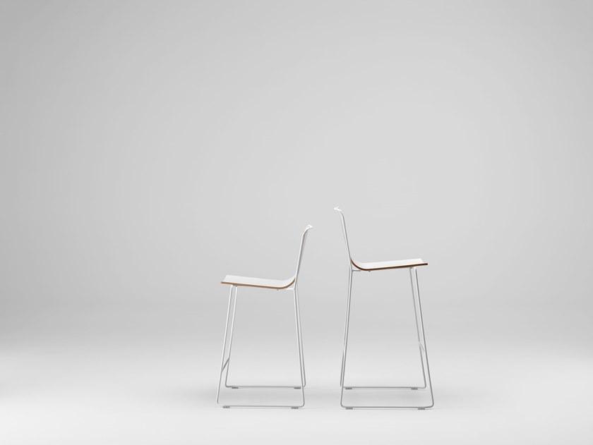 ONDARRETA Стул из высокой стали с сиденьем, обтянутым тканью Alo sun-id-1479200 - Вид №6