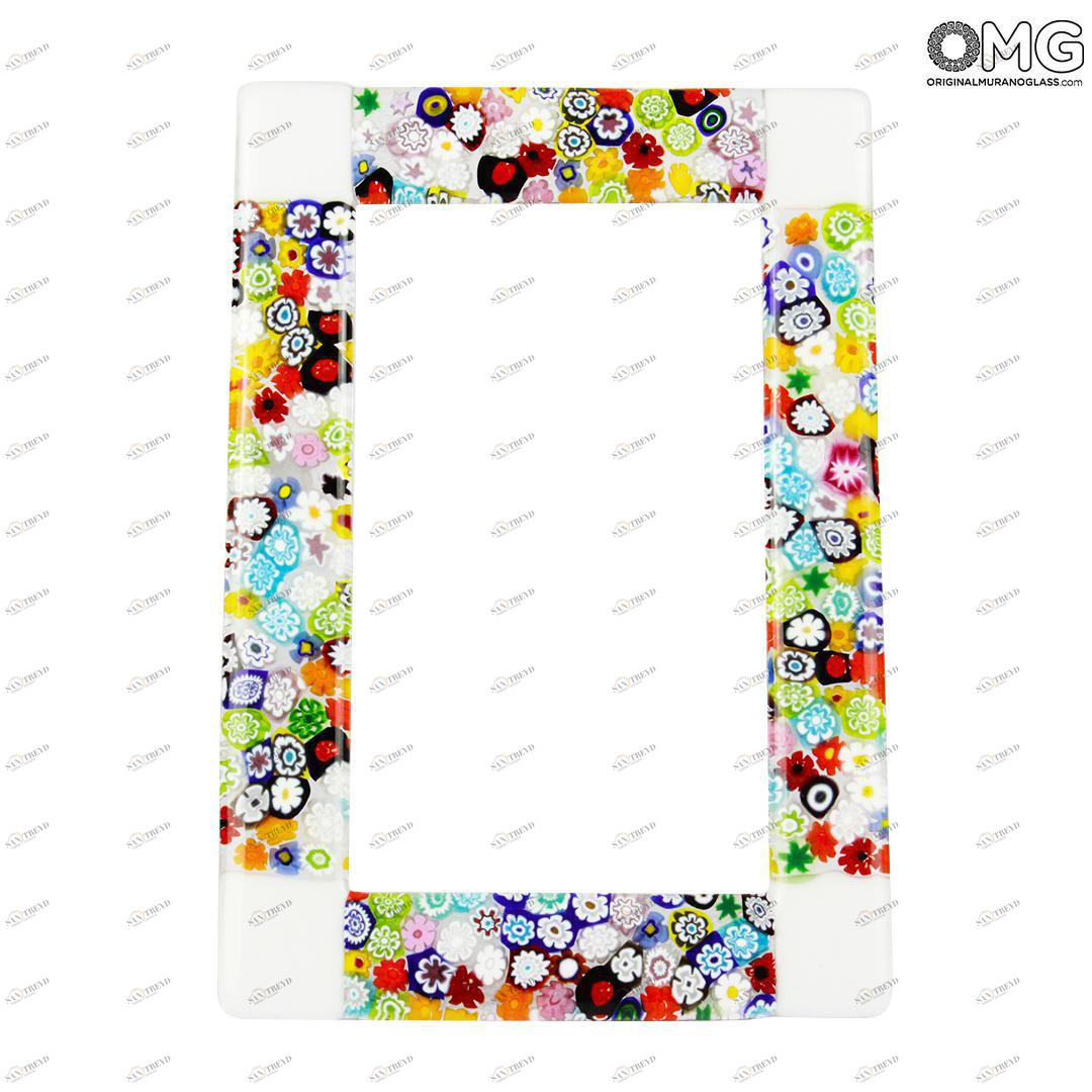 1819 ORIGINALMURANOGLASS Фоторамка Белая Фантазия миллефиори - муранское стекло  см 