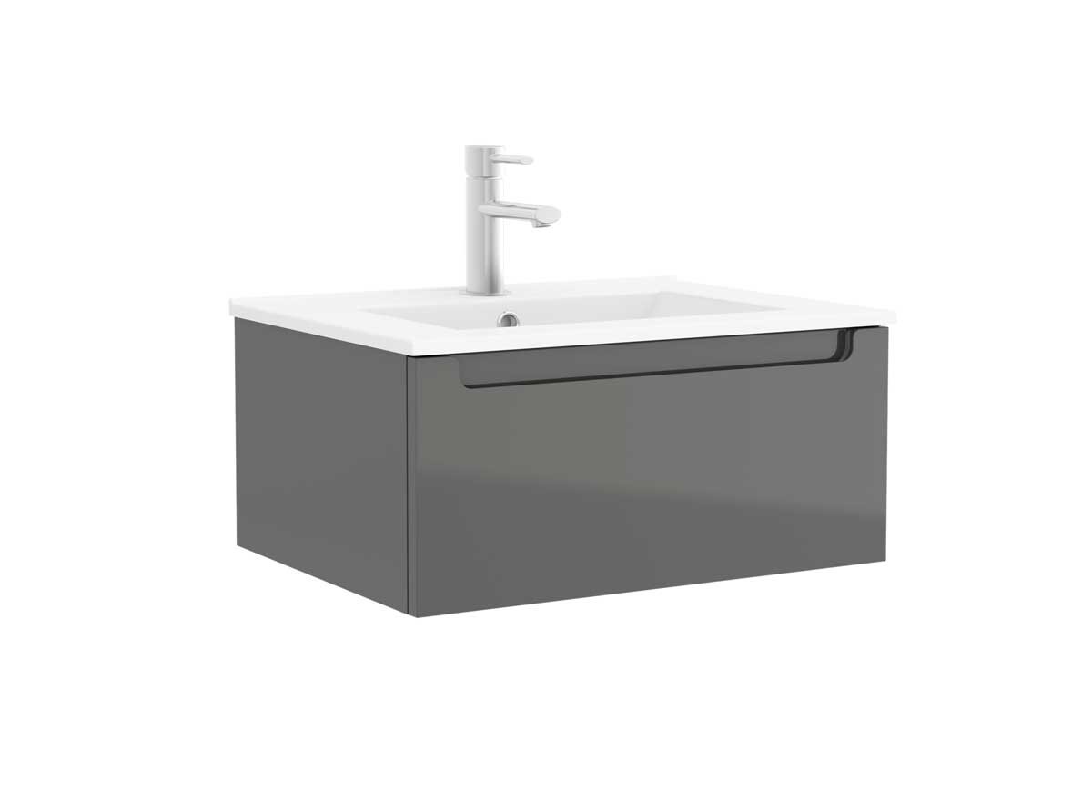 26652 SALGAR Мебель под умывальник MONTERREY 600 1 металлический ящик GLOSS GREY 598 x 270 x 450 мм Глянцевый серый 