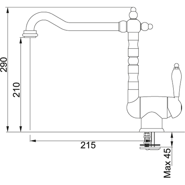 Смеситель кухонный  Franke Old England Old England - монтаж перед окном Бронзовый sun-id-1698980 - Вид №1