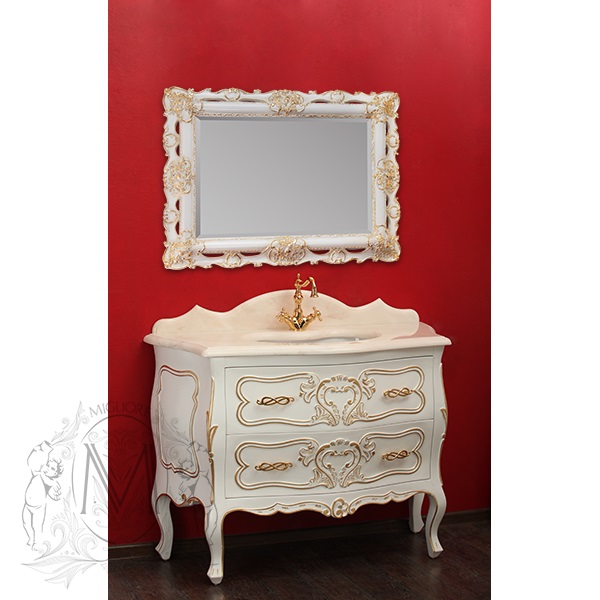 Тумба под раковину MIGLIORE Vittoria ML.VIT-BA115.BI.DO Bianco с декором.DOrato GM.VIT-BA115.BI.DO - Вид №5
