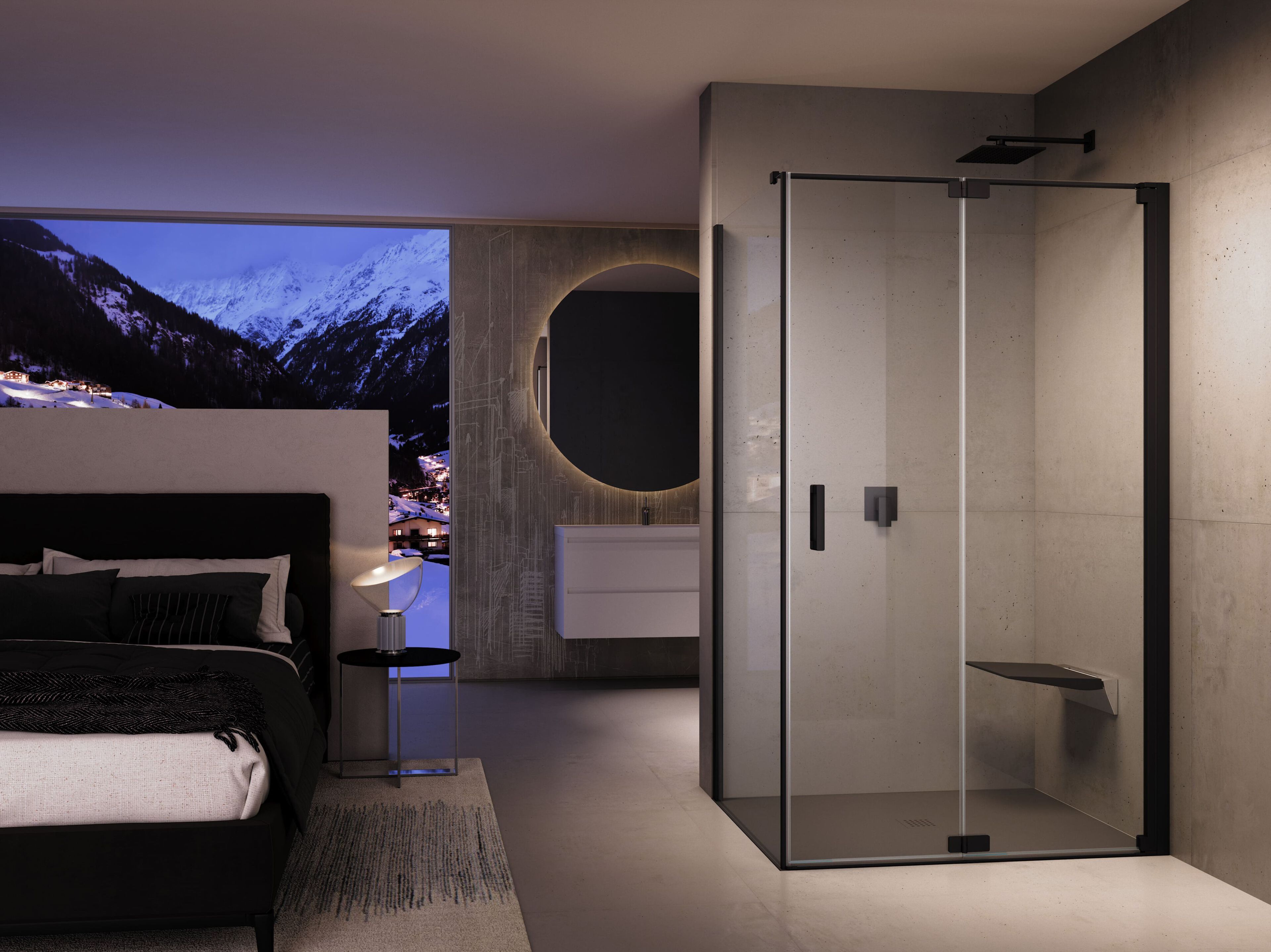 Угловая душевая кабина из закаленного стекла с распашной дверью Provex Industrie ARCH-00031171 - Вид №1