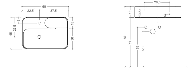 Керамическая подвесная раковина Nic участок ARCH-00127305 - Вид №9