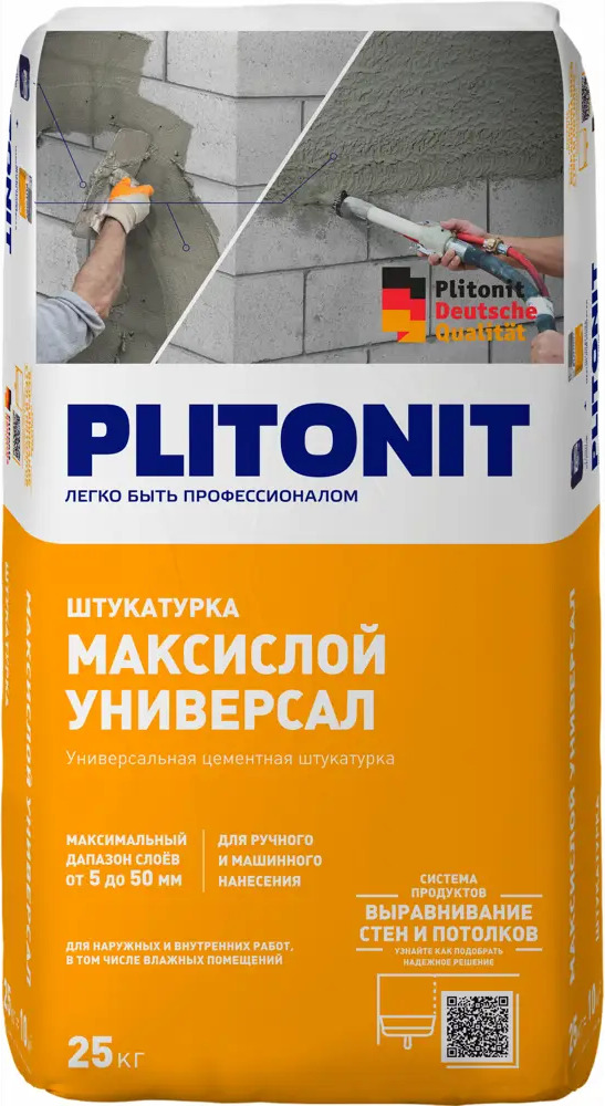 89341418 Штукатурка цементная Plitonit Максислой Универсал 25 кг STLM-1018965