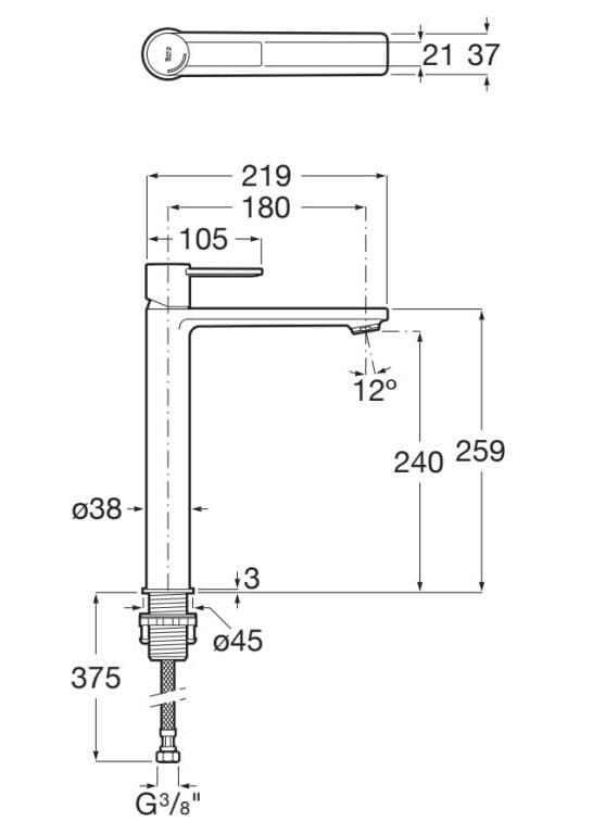 Смеситель для раковины из латуни без слива Roca номерной знак ARCH-00055587 - Вид №5