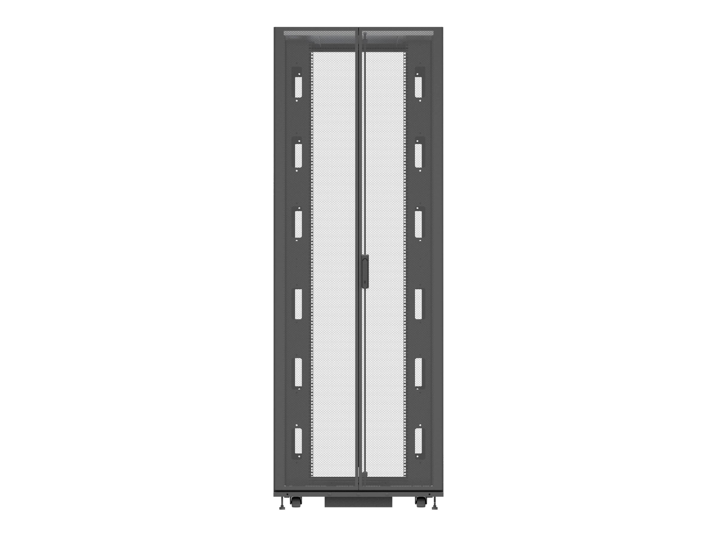 VR3357 Серверный шкаф 48u 2265mm x 800mm x 1215mm (вхшхг) перфорированная передняя одностворчатая дверь, перфорированные двойные задние двери, (степень перфорации 77%), 19” направляющие спереди и сзади, боковые панели с двух сторон, разделенные на 2 части Santreyd  - Вид №3