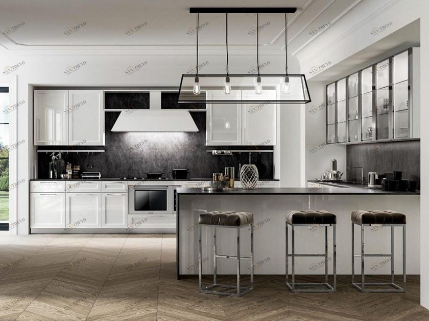 Composit Кухня из лакированной древесины с полуостровом Marilyn sun-id-1389722