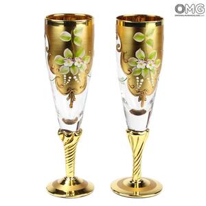 2141 ORIGINALMURANOGLASS Набор из 2 бокалов-флюте - я&ты- trefuochi 6 см