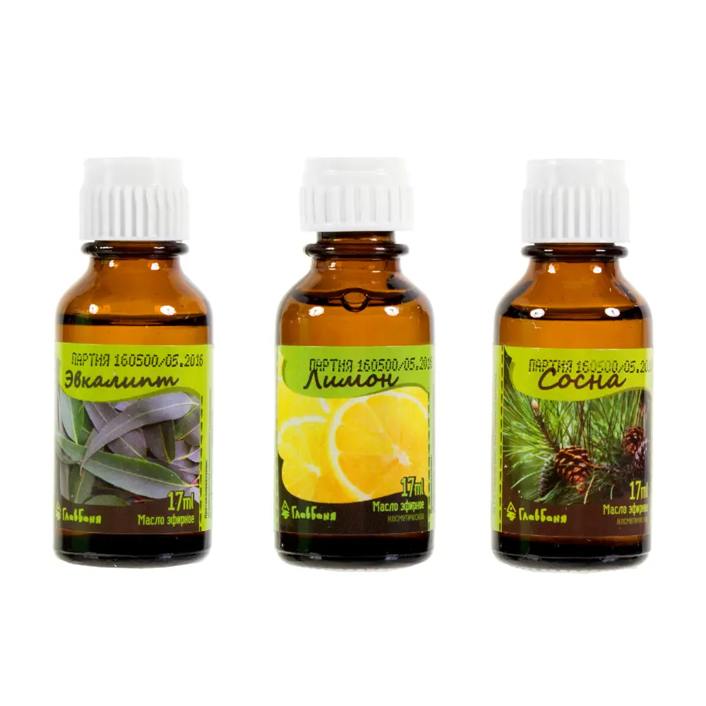 ГЛАВБАНЯ Набор эфирных масел для бани - Сосна, Эвкалипт, Лимон 3х17 мл 15512359 STLM-0006048