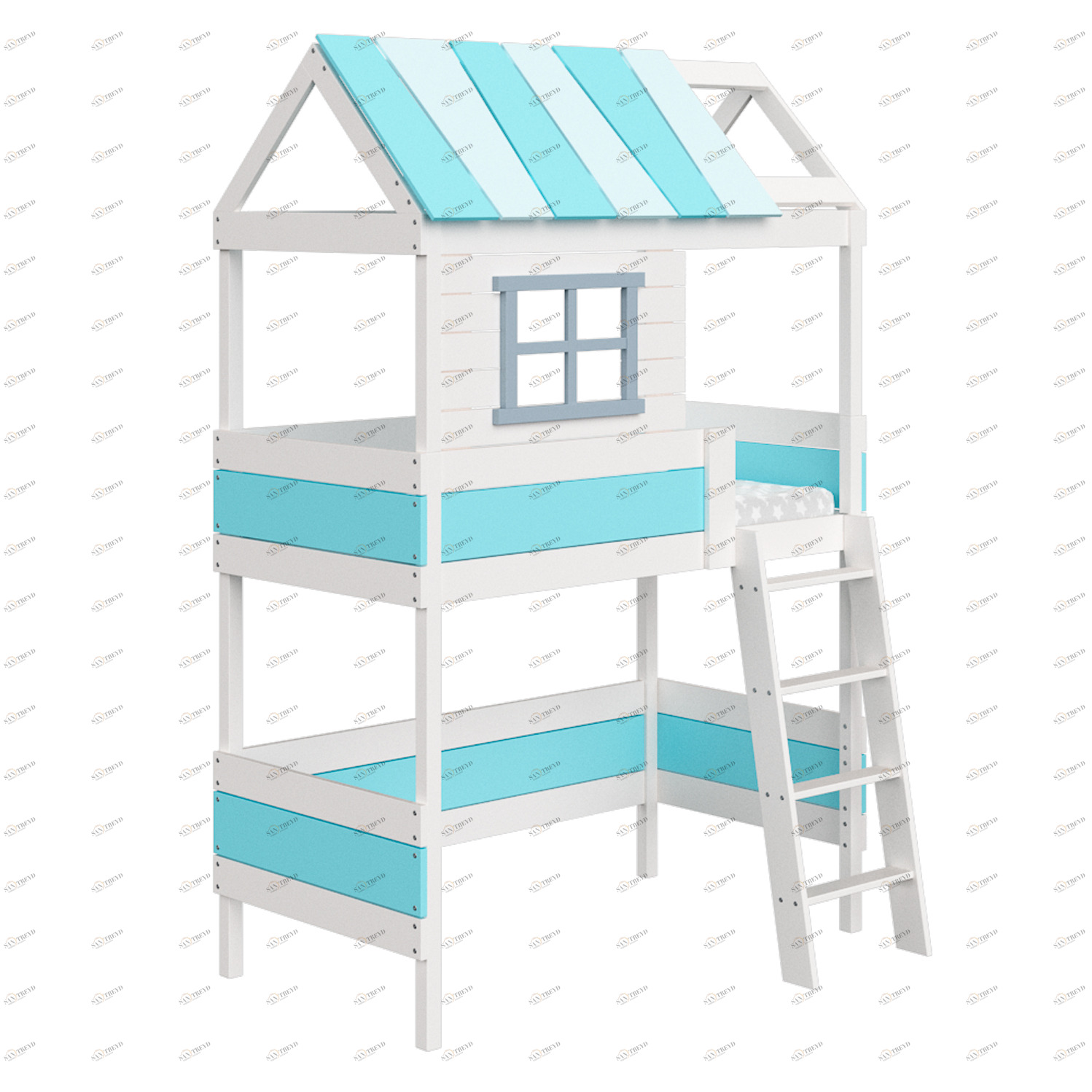 Кровать-чердак Home nord M 80х160 см белая, голубая ELLIPSE ELLIPSE HOME 351794 Белый;голубой Santreyd 