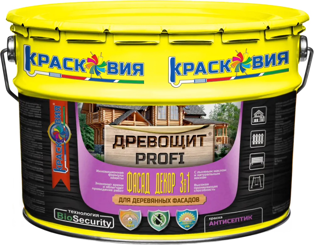 91592648 Краска-антисептик от плесени Древощит Profi Фасад Декор 3в1 цвет махагон 8 л STLM-0855374