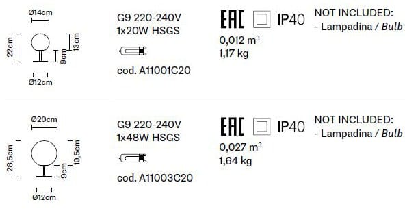 Стеклянная настольная лампа Fabbian Lumi Sphere ARCH-00029180 - Вид №5