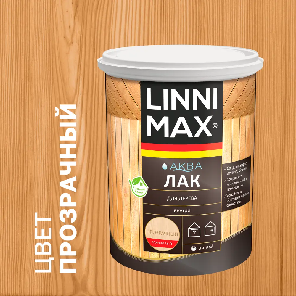 89349638 Лак для дерева Linnimax глянцевый прозрачный 0.9 л STLM-0858805