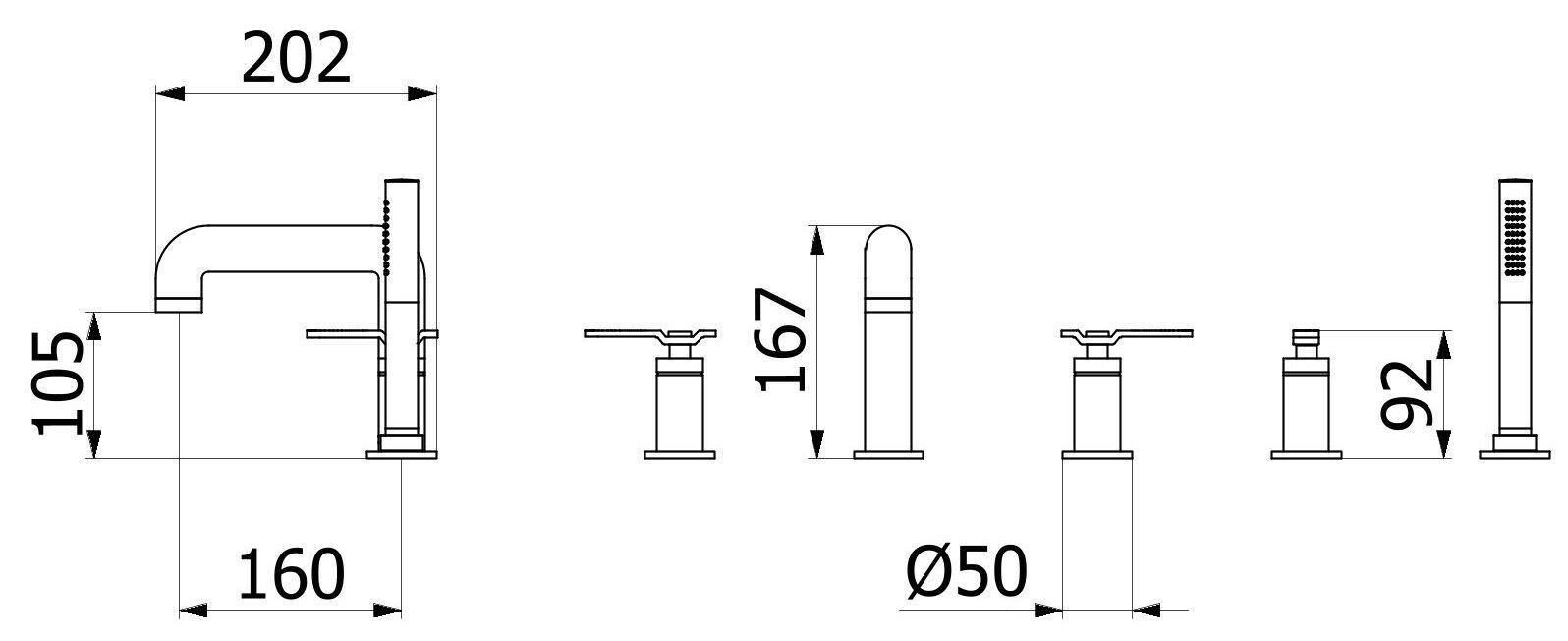 Встраиваемый смеситель для ванны с ручным душем IB Bold ARCH-00022655 - Вид №24