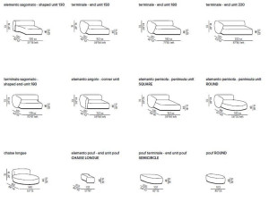 Изогнутый диван из ткани