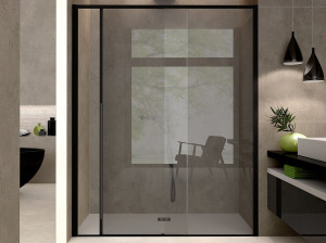 Алюминиевая и стеклянная нишевая душевая кабина с раздвижной дверью