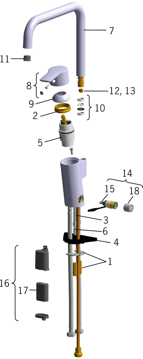 Oras 2839F-Y Смеситель для кухни с клапаном, 6 V 2839F-Y Cubista Хром  - Вид №5