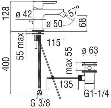 Nobili Rubinetterie Смеситель для биде, однорычажный, с регулируемым изливом Abc Abe87119/1cr - Вид №1