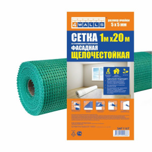 90348456 Сетка стеклотканевая фасадная щелочестойкая 1х20м ячейка 5х5мм 160г/м² зеленая STLM-0195377 4WALLS