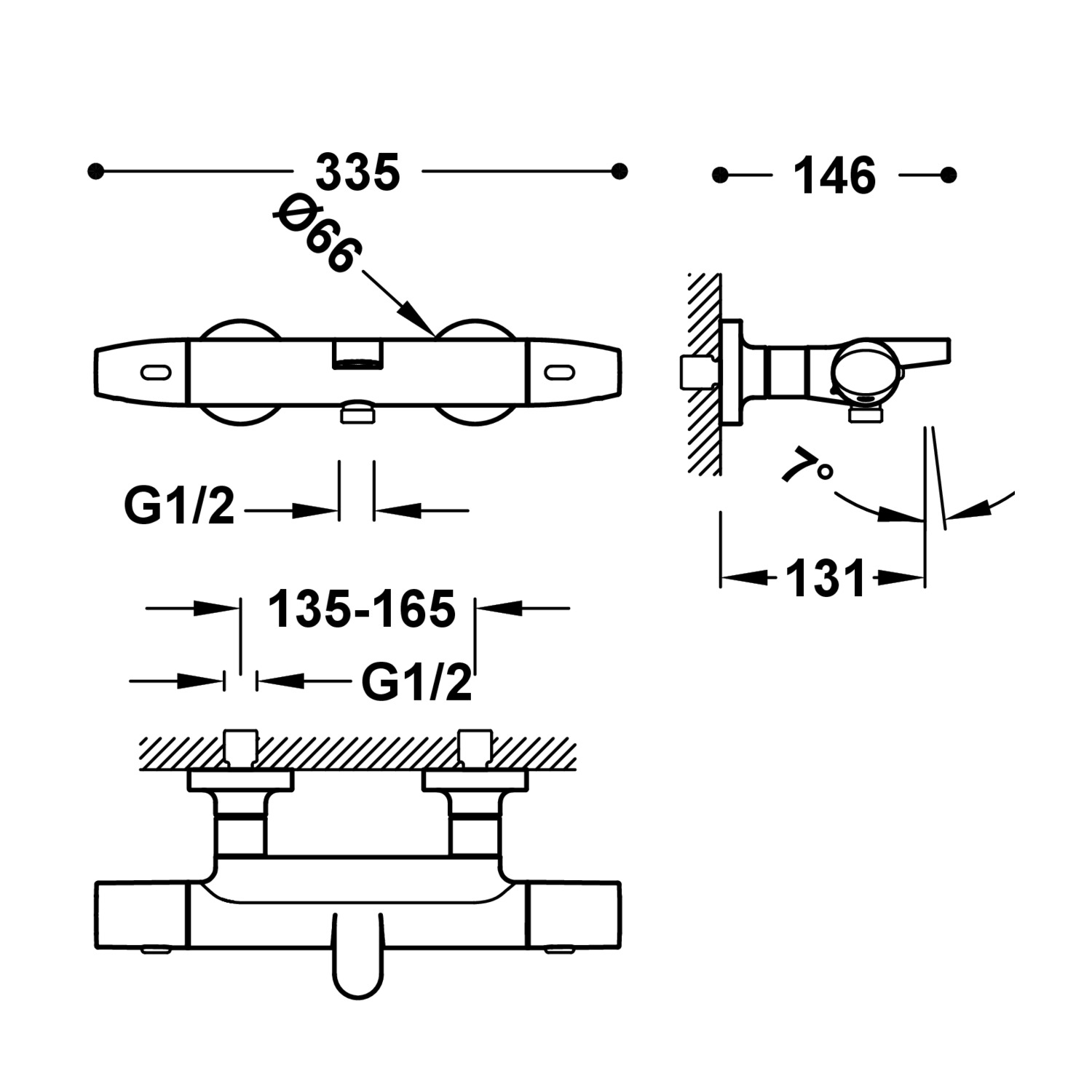 Настенный термостатический смеситель для ванны и душа-19017403 TRES Thermostatic - Вид №1