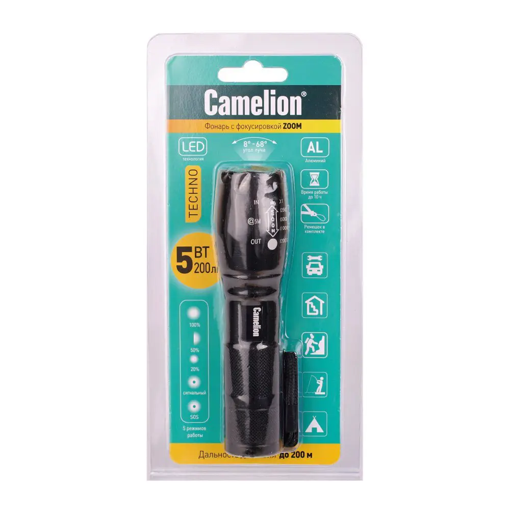 Фонарь CAMELION XML-T6 с дальностью освещения 200 м 89384304 STLM-1475187 - Вид №1