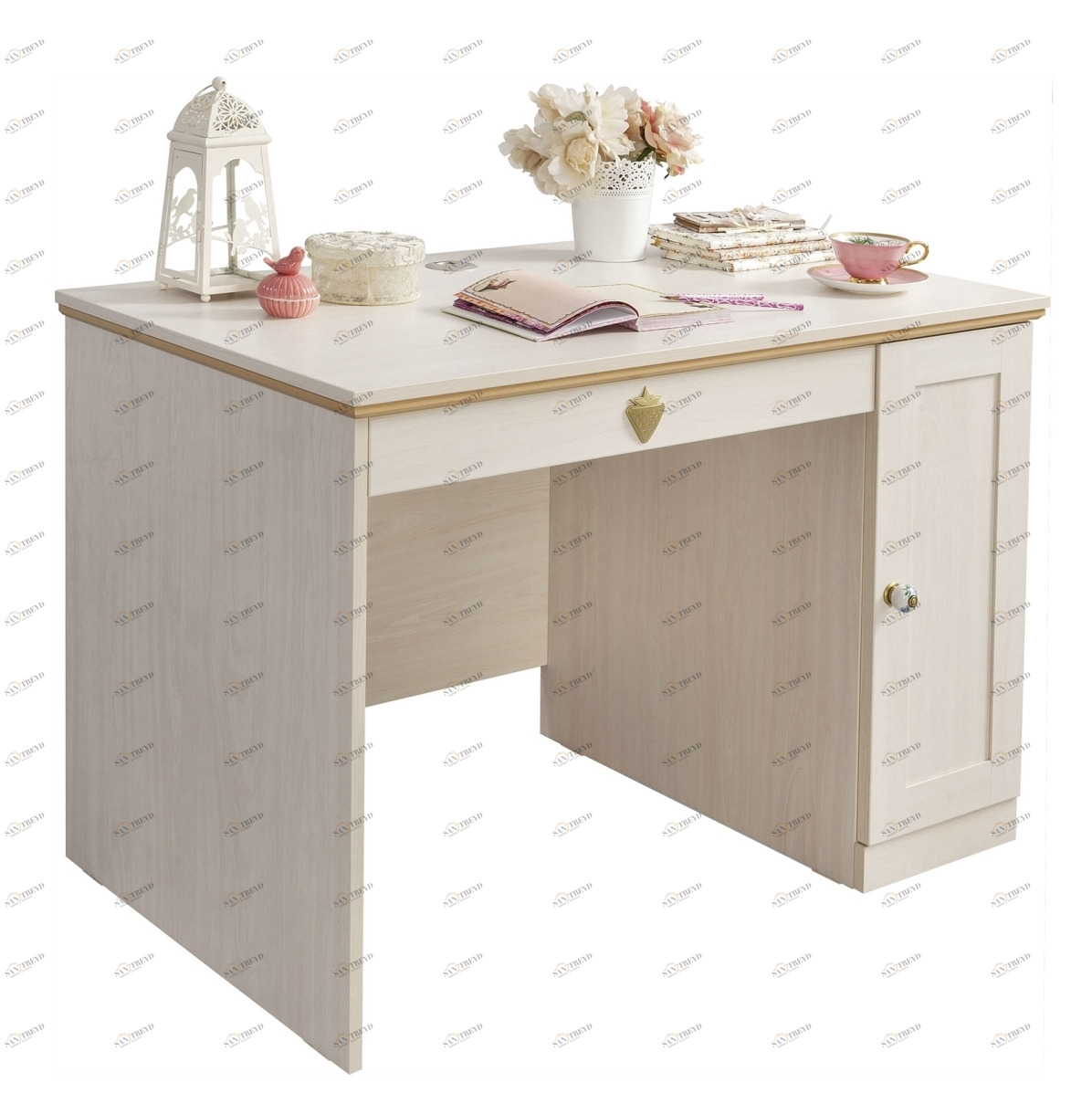 Письменный стол с ящиком и дверцей беленый дуб Flower CILEK FLOWER 00-3832430 Бежевый Santreyd