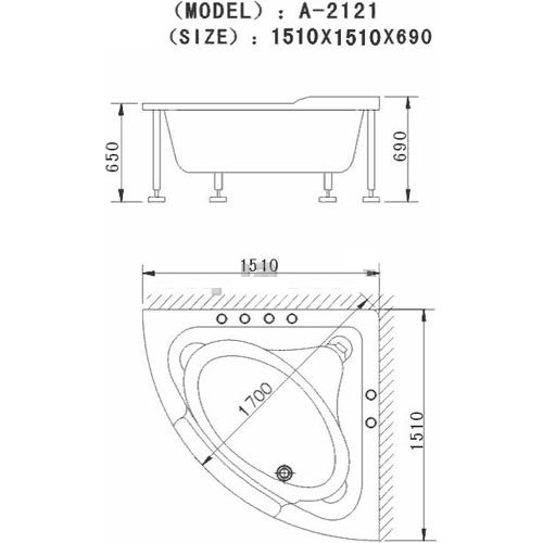 A-2121W Ванна Appollo A Santreyd - Вид №1