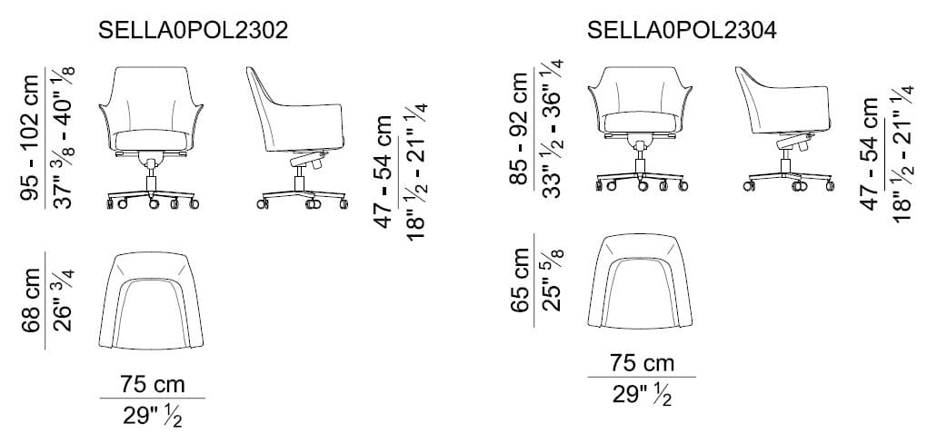 Кожаное вращающееся офисное кресло с колесами i 4 Mariani седло ARCH-00027594 - Вид №11