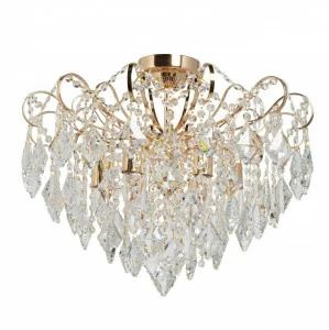 Люстра хрустальная потолочная золото 6 ламп 45 см De Markt City "Бриз" 464019406 DE MARKT ДИЗАЙНЕРСКИЕ, БРИЗ 00-3833596 Золото;прозрачный