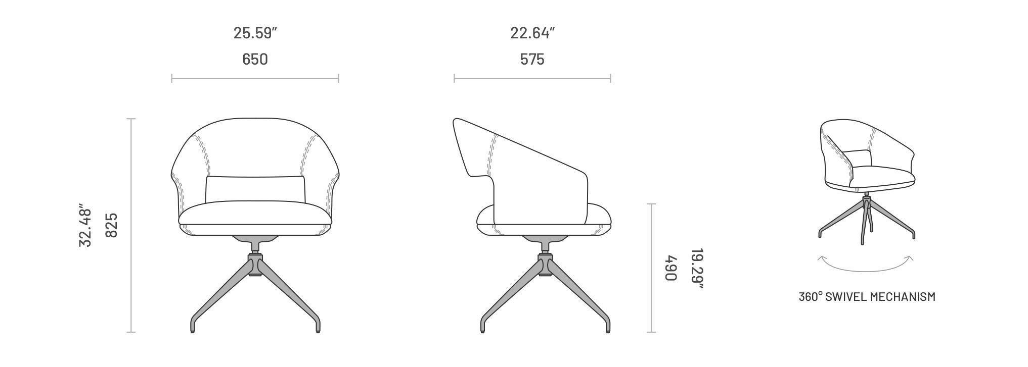 Мягкое вращающееся кресло Domkapa JERMAIN METAL ARCH-00145329 - Вид №7