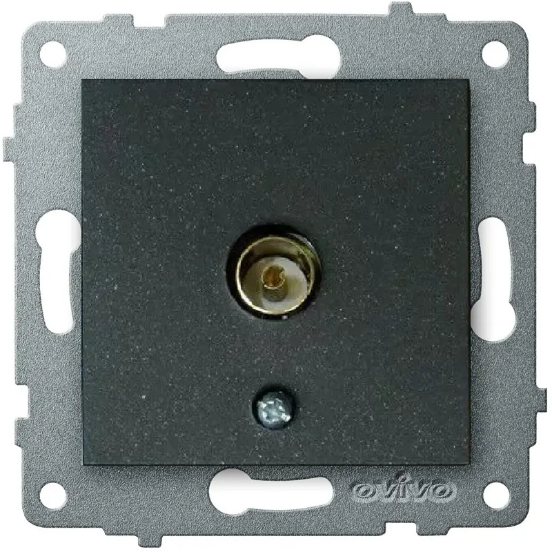 90779005 Розетка телевизионная встраиваемая Ovivo M+K Loft 600-000317-225 с заземлением цвет черный матовый STLM-0378935