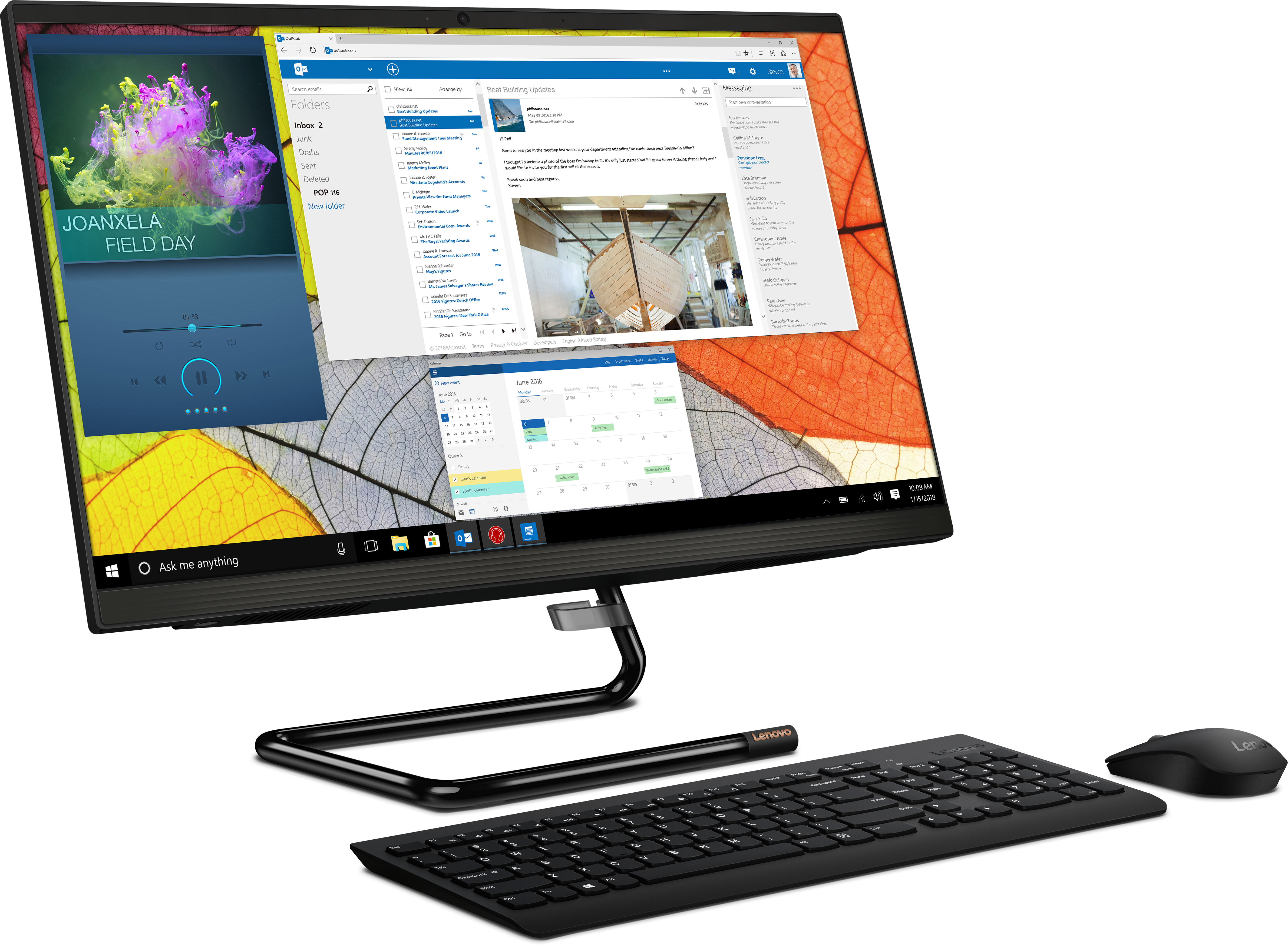 F0E800FVRK ideacentre aio a340-24iwl 23.8"(1920x1080 ips)/intel core i3 10110u(2.1ghz)/8192mb/1000gb/dvdrw/int:intel uhd graphics 620/bt/wifi/war 1y/5.87kg/black/dos + клавиатура, мышь usb Lenovo Santreyd  - Вид №3