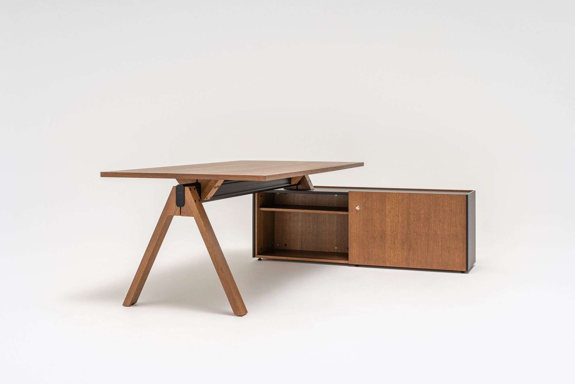 Деревянный угловой секционный стол со встроенной полкой MDD Viga ARCH-00080022 - Вид №19