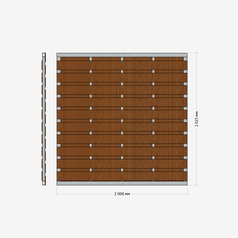 Заборная секция «Шахматка горизонтальная» 2×2,025м RUSDECKING sun-id-1025071 - Вид №2