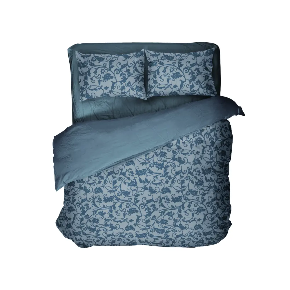 Комплект постельного белья Шуйские Ситцы Вьюн двуспальный бязь синий STLM-2145728