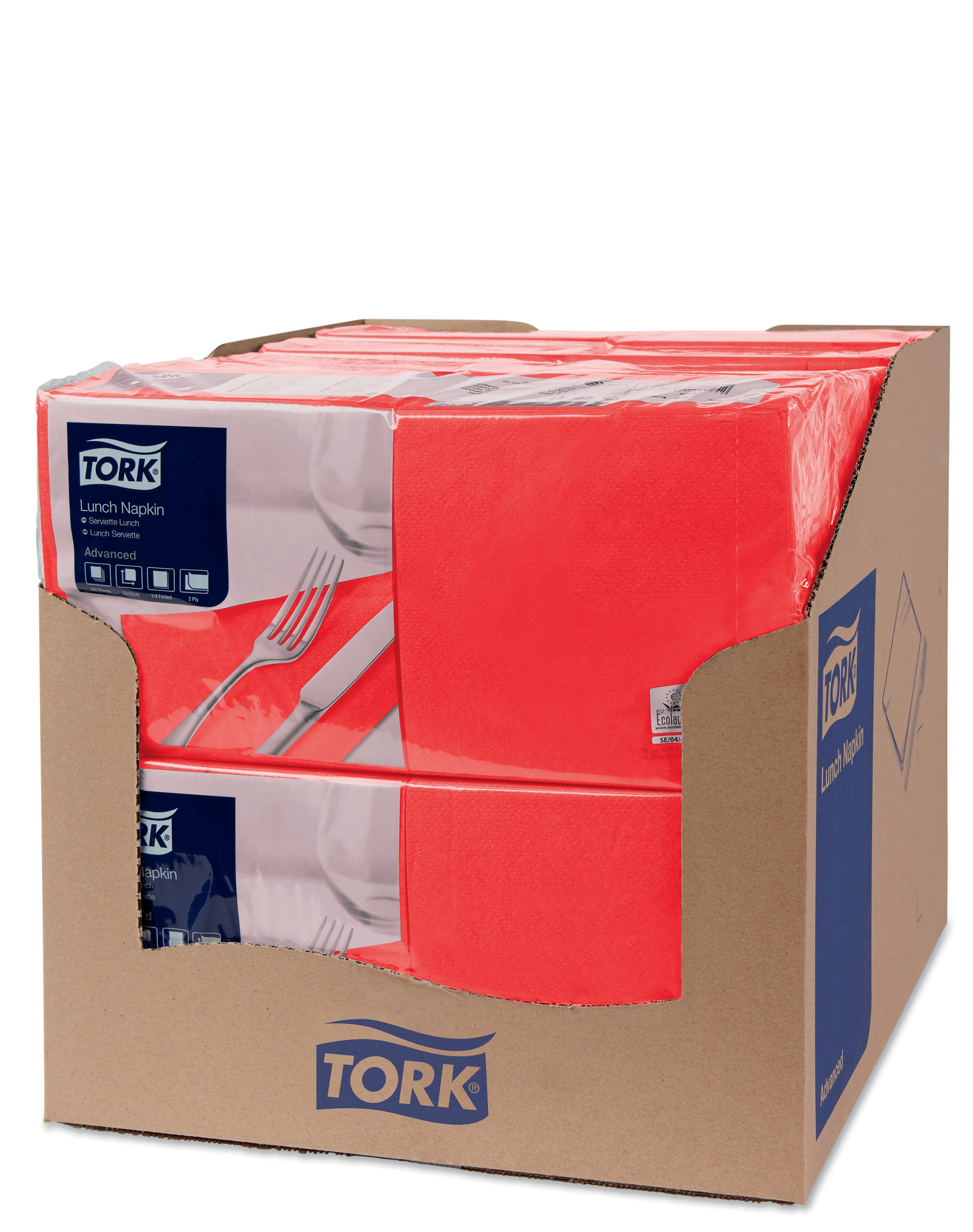 47721038 Красная обеденная салфетка, сложение 1/4 Tork  - Вид №3